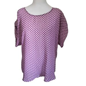 Gap Tab Sleeve Blouse Pink/White sz S